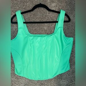 Express faux leather front cropped corset top